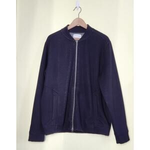 Ministry Of Supply Hybrid Fleece Bomber Jacket Mens M Blue Full Zip Preppy